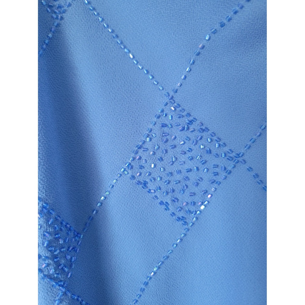 Linea Domani Vintage Elegant Dusty Blue Maxi Dressβ with Beaded Bodice - Picture 3 of 8